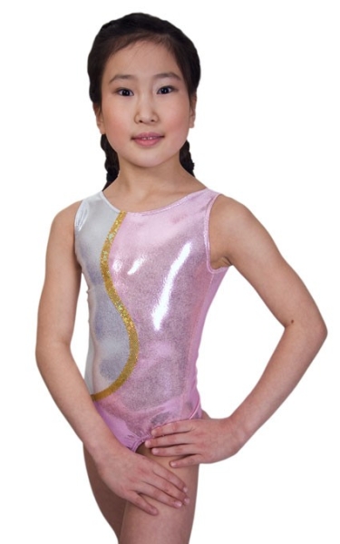 Turnanzug "Marina" ohne Arm für Mädchen / Damen (light-pink/silver/gold)